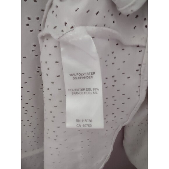 Nina Leonard Open Front Cardigan Sweater Women Large White Ruffle Hem Eyelets - Picture 4 of 7